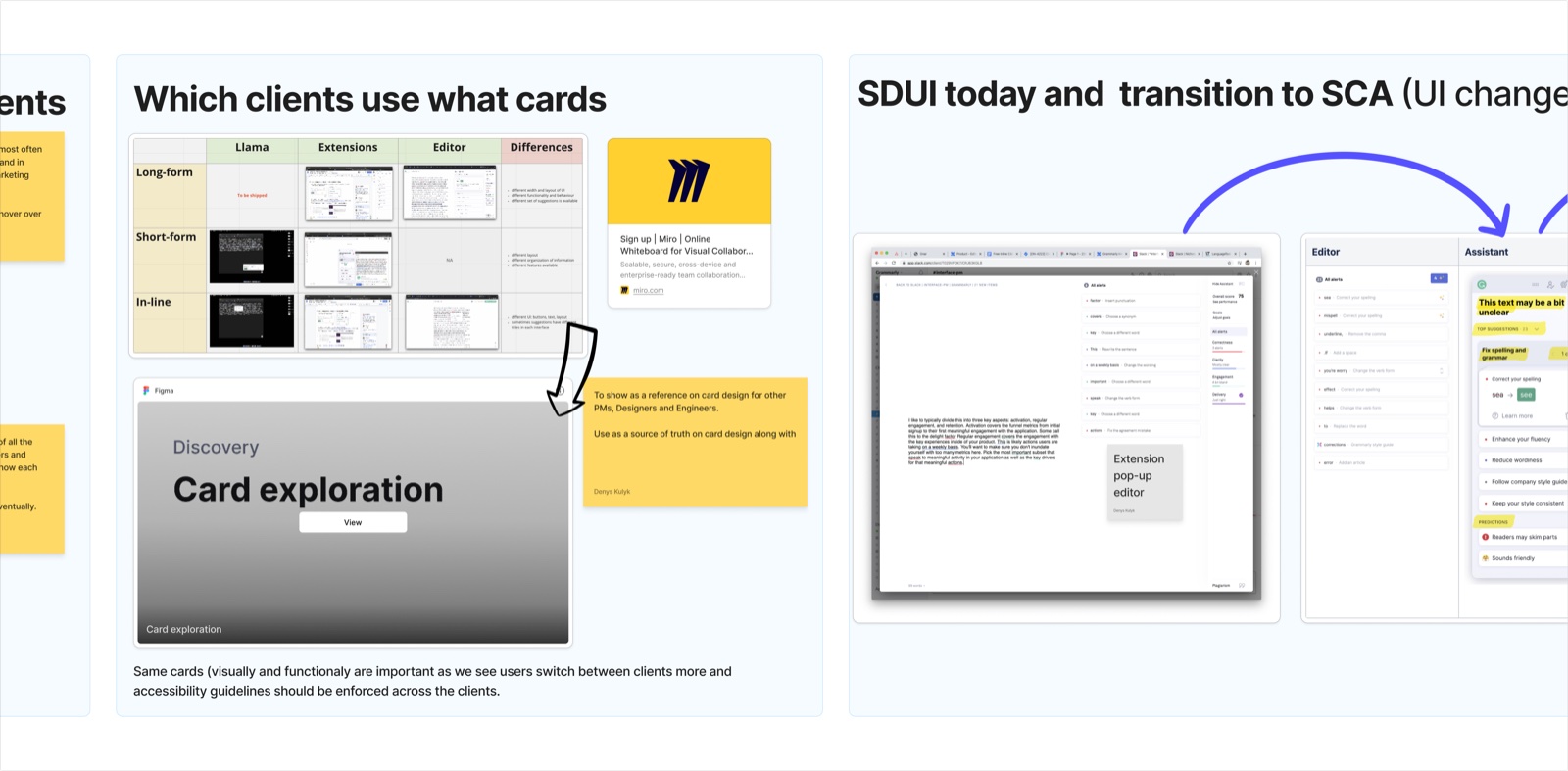 Knowledge share session — which clients use which cards and the SDUI to SCA transition