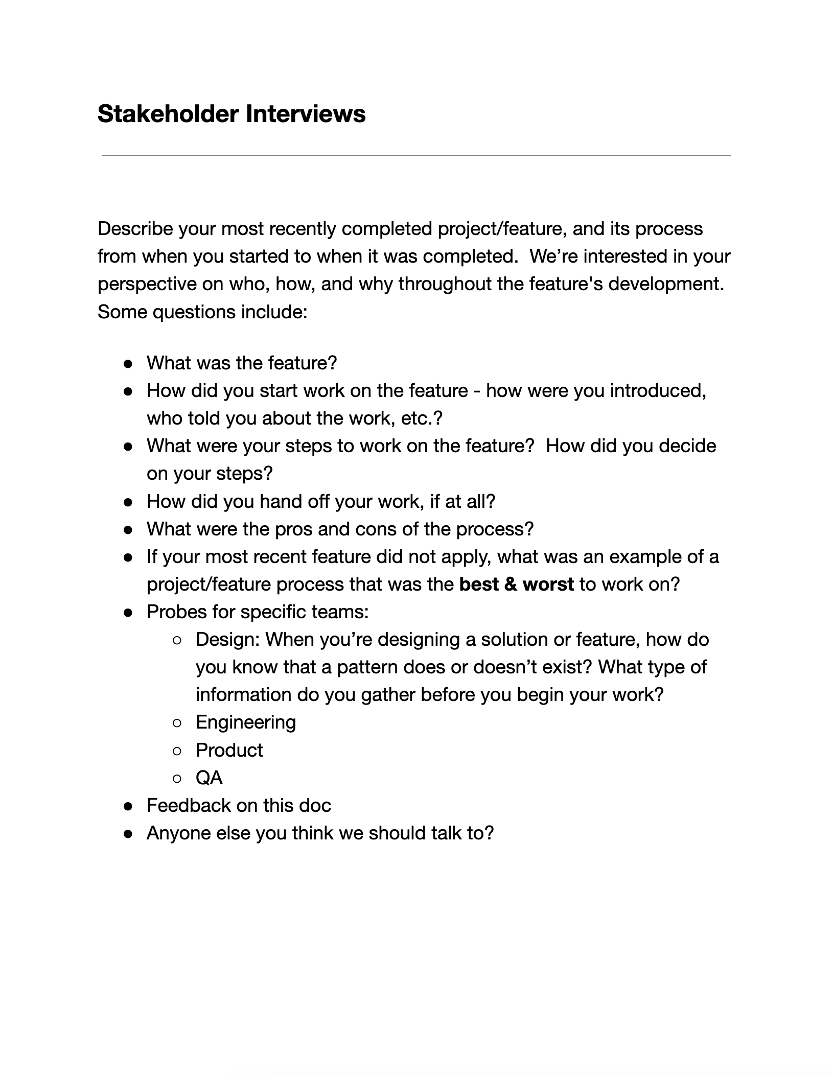 Stakeholder interview guide