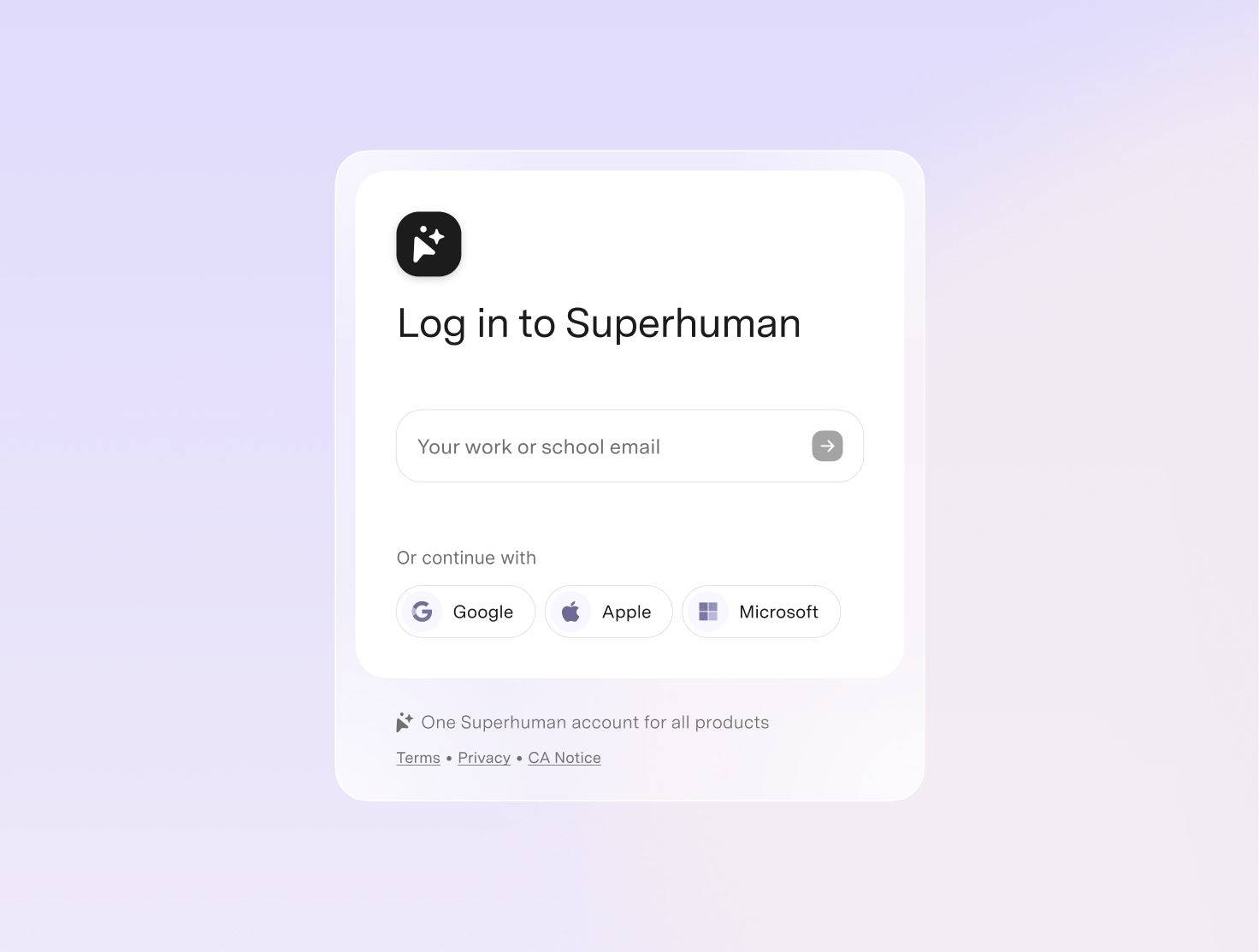 Visual design rev 1 — net-new unified auth UI, before brand assets existed