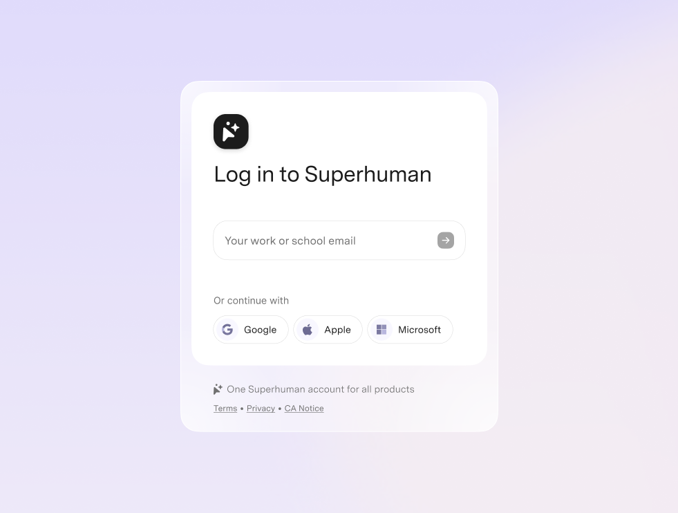 Visual design rev 1 — net-new unified auth UI, before brand assets existed